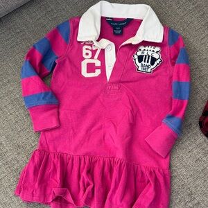 Ralph Lauren Pink and Blue Striped Kids Polo Dress